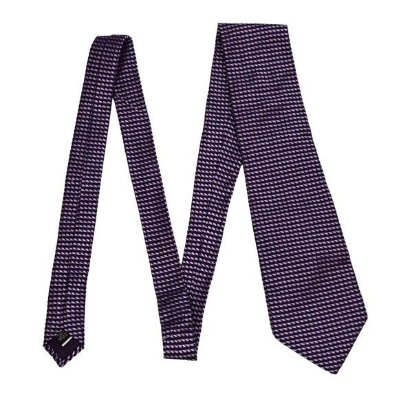 Banana Republic Mens Tie Necktie Silk Geometric Texture Made in Italy Purple - Picture 3 of 6